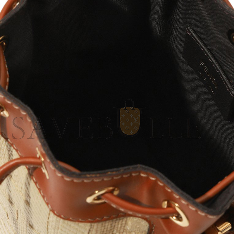 FENDI STRAW FF MINI MON TRESOR BUCKET BAG 8BS010AP4MF1LMM (18*12*10cm)